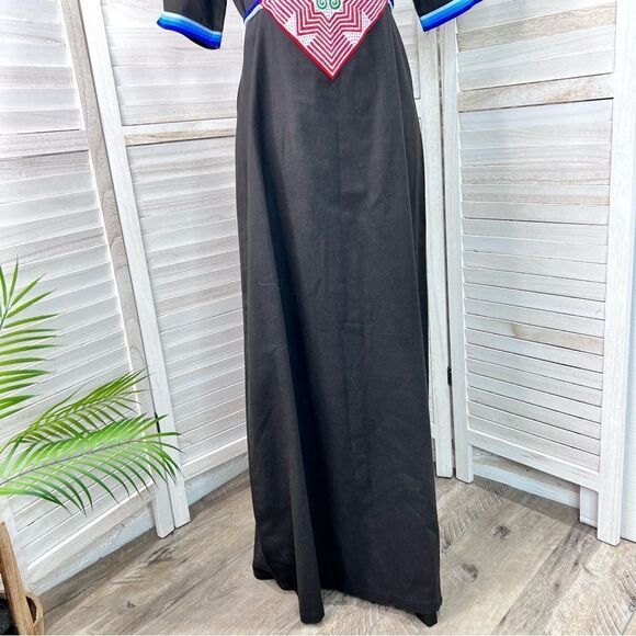 Vintage Embroidered Kaftan Caftan Maxi House Dress Large - Picture 3 of 11